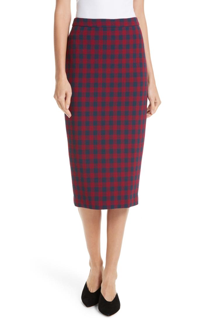 Women's A.l.c. Thea Plaid Wool Pencil Skirt - Blue