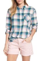 Women's Caslon Plaid Linen Blend Shirt - Blue/green