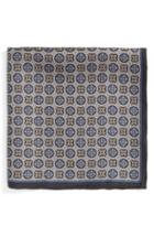 Men's Robert Talbott Medallion Silk Pocket Square, Size - Black