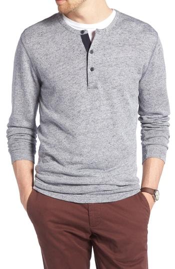 Men's 1901 Long Sleeve Linen Blend Henley - Blue