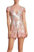 Women's Dress The Population Sabrina Embroidered Sequin Romper - Pink