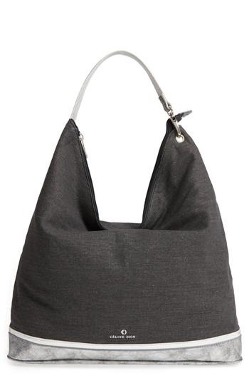 Celine Dion Softy Metallic Canvas Hobo - Black