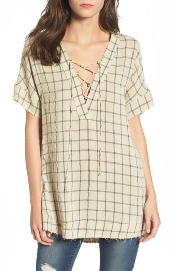 Women's Lira Clothing Grayson Windowpane Lace-up Tunic