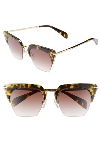 Women's Rag & Bone 51mm Cat Eye Sunglasses - Havana Gold