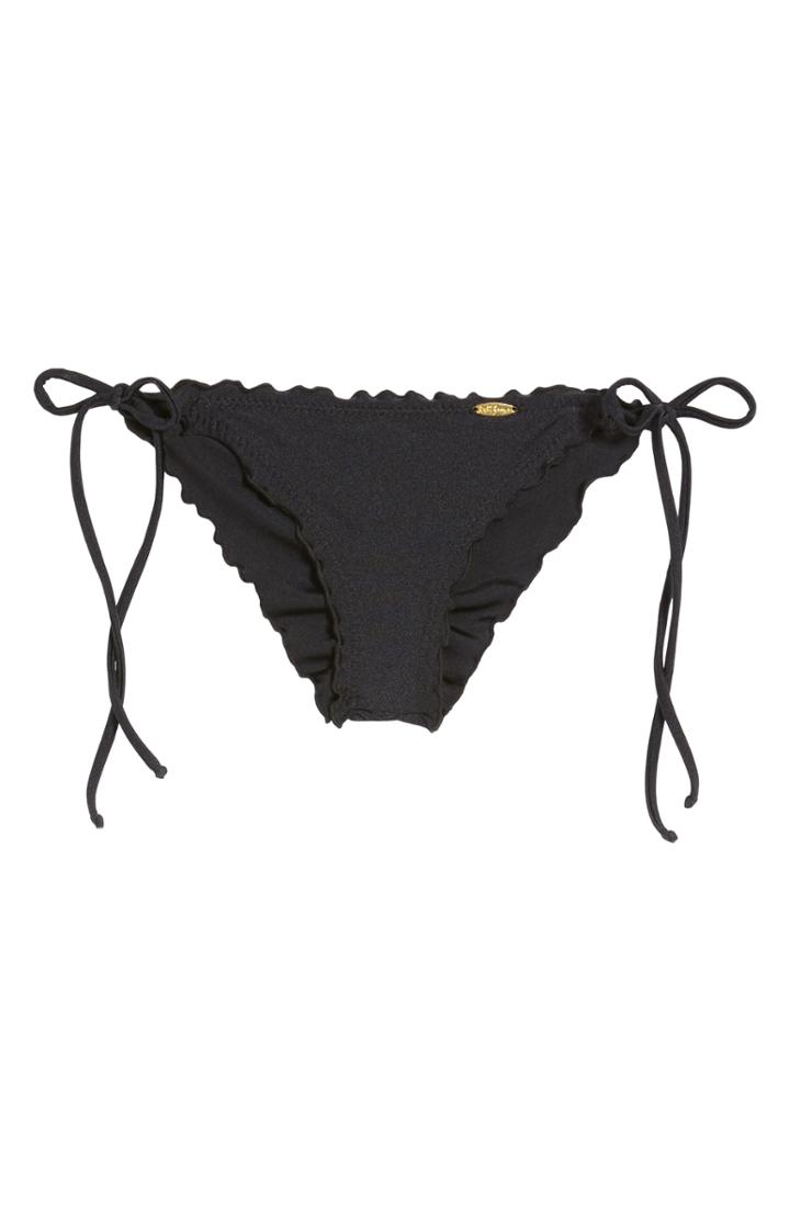 Women's Luli Fama Wavy Brazilian Side Tie Bikini Bottoms - Black