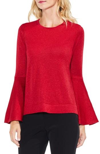 Petite Women's Vince Camuto Bell Sleeve Sweater P - Red