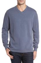 Men's Thaddeus Anthony Slubbed Long Sleeve V-neck T-shirt, Size - Black