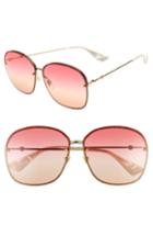 Women's Gucci 63mm Oversize Square Sunglasses - Gold/ Red/ Yellow/ Nude
