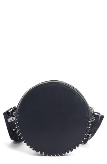 Paco Rabanne Calfskin Leather Circle Crossbody Bag - Black