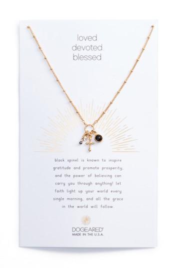 Women's Dogeared Loved, Devoted, Blessed Cross Charm Pendant Necklace