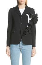 Women's Comme Des Garcons Ruffle Wool Blazer - Black