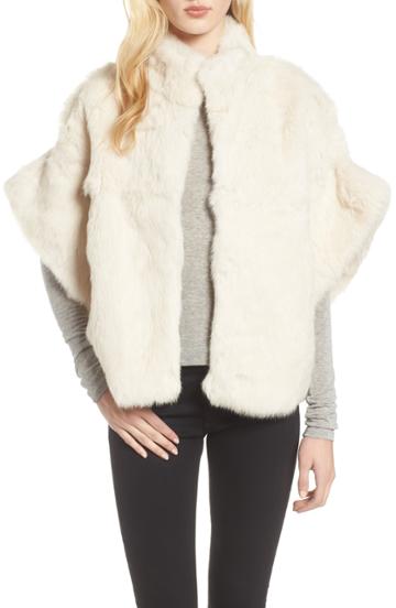 Women's Love Token Genuine Rabbit Fur Jacket - Ivory