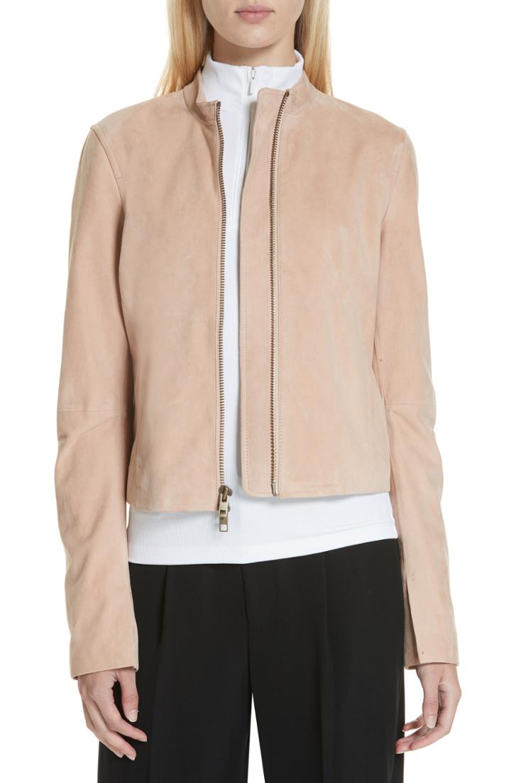 Women's Vince Suede Moto Jacket - Pink