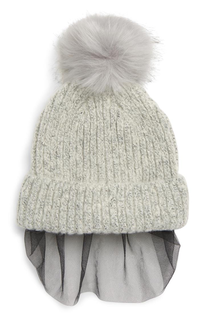 Women's Bp. Mesh Veil Beanie - Grey