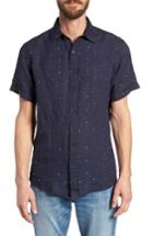Men's Rodd & Gunn Renforth Regular Fit Dot Linen Sport Shirt, Size - Blue