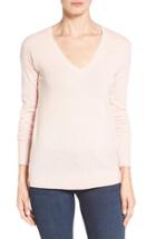 Women's Halogen V-neck Cashmere Sweater - Pink