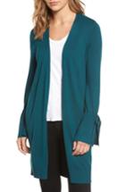 Women's Halogen Lightweight Tie Sleeve Cardigan - Blue/green