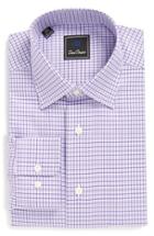 Men's David Donahue Regular Fit Houndstooth Dress Shirt .5 34/35 - Purple