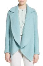Women's St. John Collection Plush Boucle Wool & Silk Cardigan, Size - Blue/green