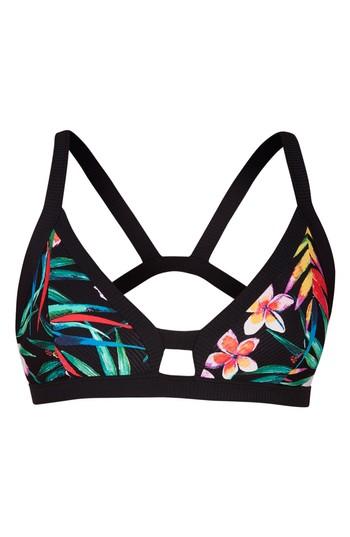 Women's Hurley Garden Quick Dry Surf Bikini Top - Black