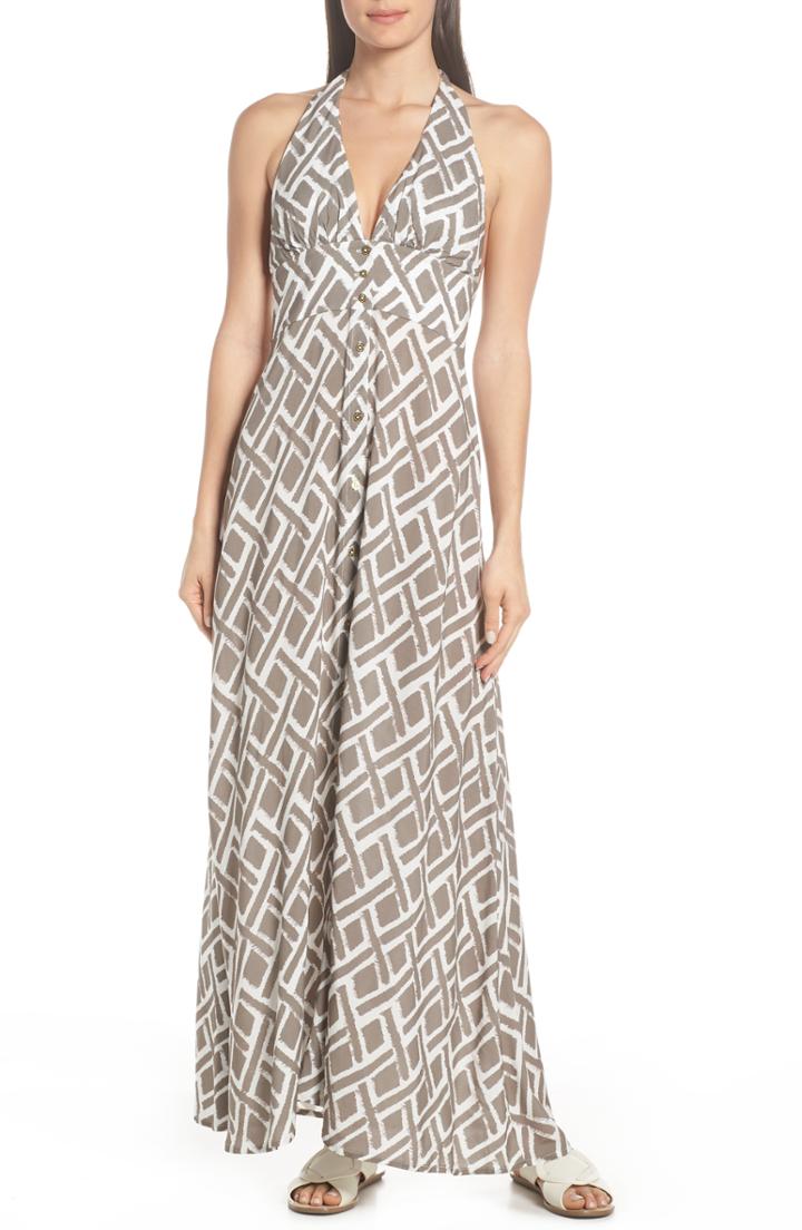 Women's Heidi Klein Halter Neck Cover-up Maxi Dress - Black