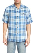Men's Tommy Bahama Tuntura Plaid Silk Camp Shirt - Blue