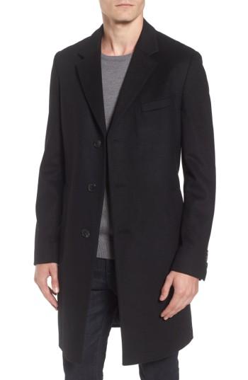 Men's Boss Nye Wool & Cashmere Top Coat R - Black