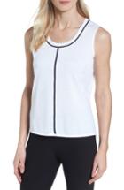 Women's Ming Wang Contrast Trim Knit Tank - White