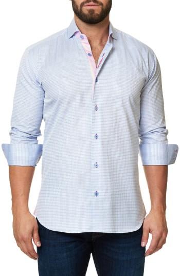 Men's Maceoo Trim Fit Dot Print Sport Shirt (m) - Blue