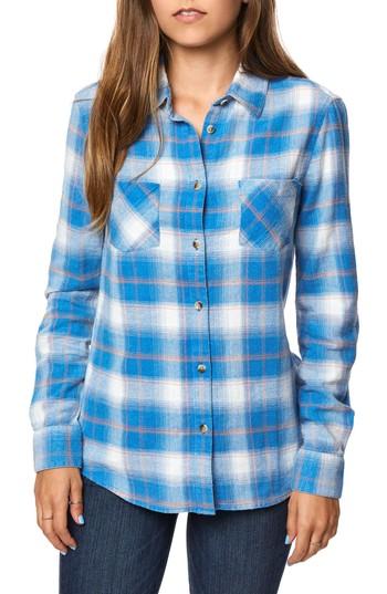 Women's O'neill Birdie Plaid Flannel Shirt - Blue