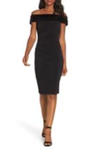 Women's Vince Camuto Velvet Neck Off The Shoulder Sheath - Black