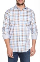 Men's Bugatchi Regular Fit Check Sport Shirt - Brown