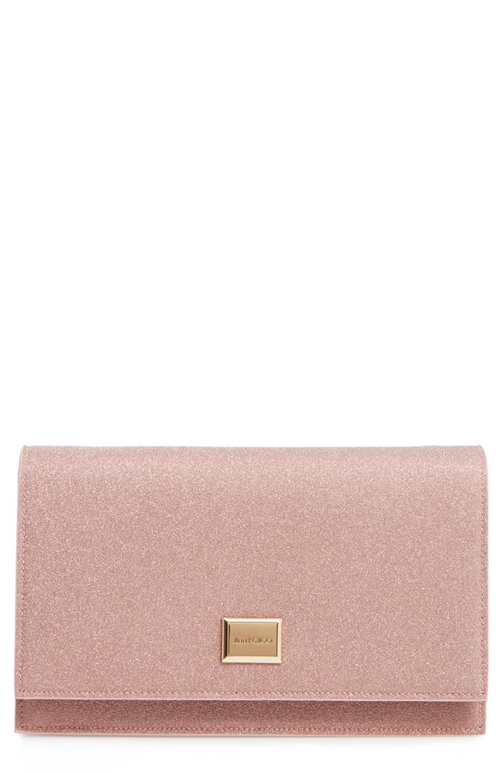 Jimmy Choo Lizzie Glitter Clutch - Pink