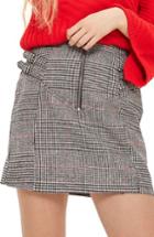 Women's Topshop Side Buckle Check Miniskirt Us (fits Like 0-2) - Black