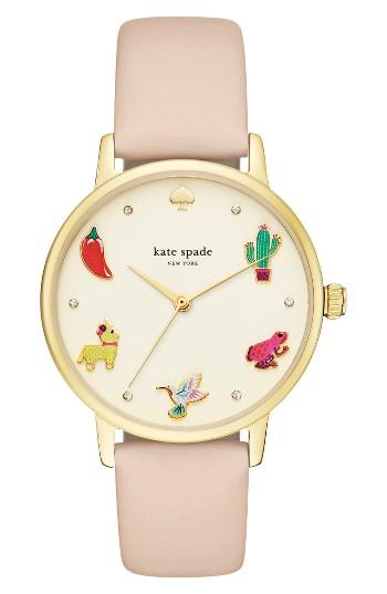 Women's Kate Spade New York Metro Novelty Leather Strap Watch, 34mm