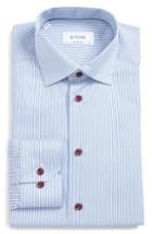 Men's Eton Signature Twill Contemporary Fit Stripe Dress Shirt .5 - Blue