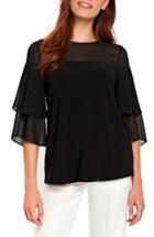 Women's Wallis Sheer Frill Top Us / 8 Uk - Black