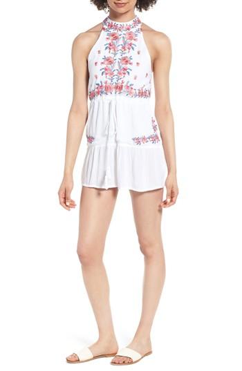 Women's Raga Mariah Embroidered Halter Neck Romper - White
