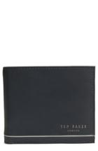 Men's Ted Baker London Stripe Detail Leather Bifold Wallet - Blue