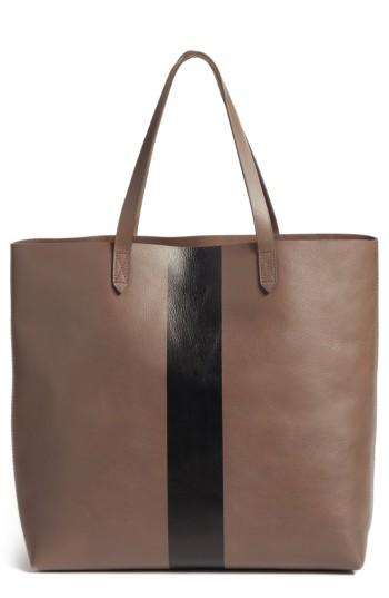 Madewell Paint Stripe Transport Leather Tote - Grey