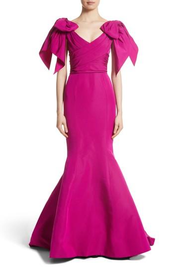 Women's Marchesa Bow Detail Faille Mermaid Gown