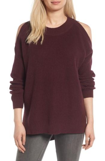 Women's Bp. Cold Shoulder Tunic Sweater, Size - Burgundy