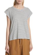 Women's Vince Classic Stripe Rolled Sleeve Cotton Tee