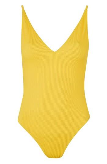 Women's Topshop Plunge One-piece Swimsuit Us (fits Like 0) - Yellow