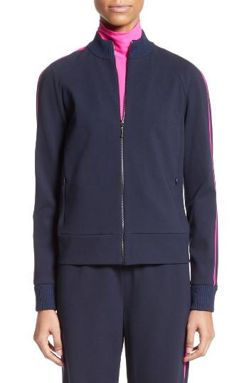 Women's St. John Collection Ponte Track Bomber Jacket