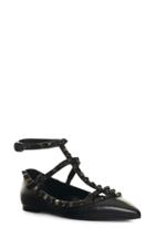 Women's Valentino Garavani 'rockstud Rolling Noir' T-strap Flat Us / 35eu - Black