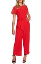 Women's Cece Mix Media Tie Waist Jumpsuit - Red