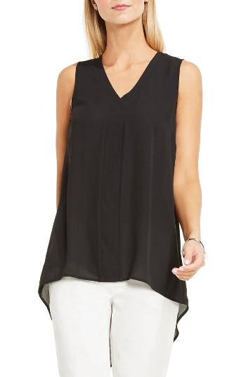 Women's Vince Camuto Lace Yoke High/low Hem Blouse - Black