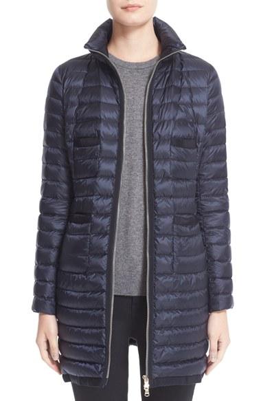 Women's Moncler Bogue Water Resistant Long Down Jacket - Blue