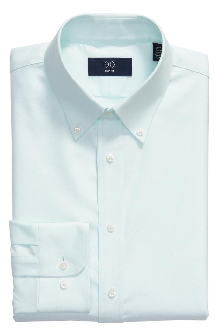 Men's 1901 Trim Fit Oxford Dress Shirt .5 - 32/33 - Blue/green